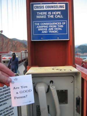 Image of suicide Help phones on Golden Gate Bride